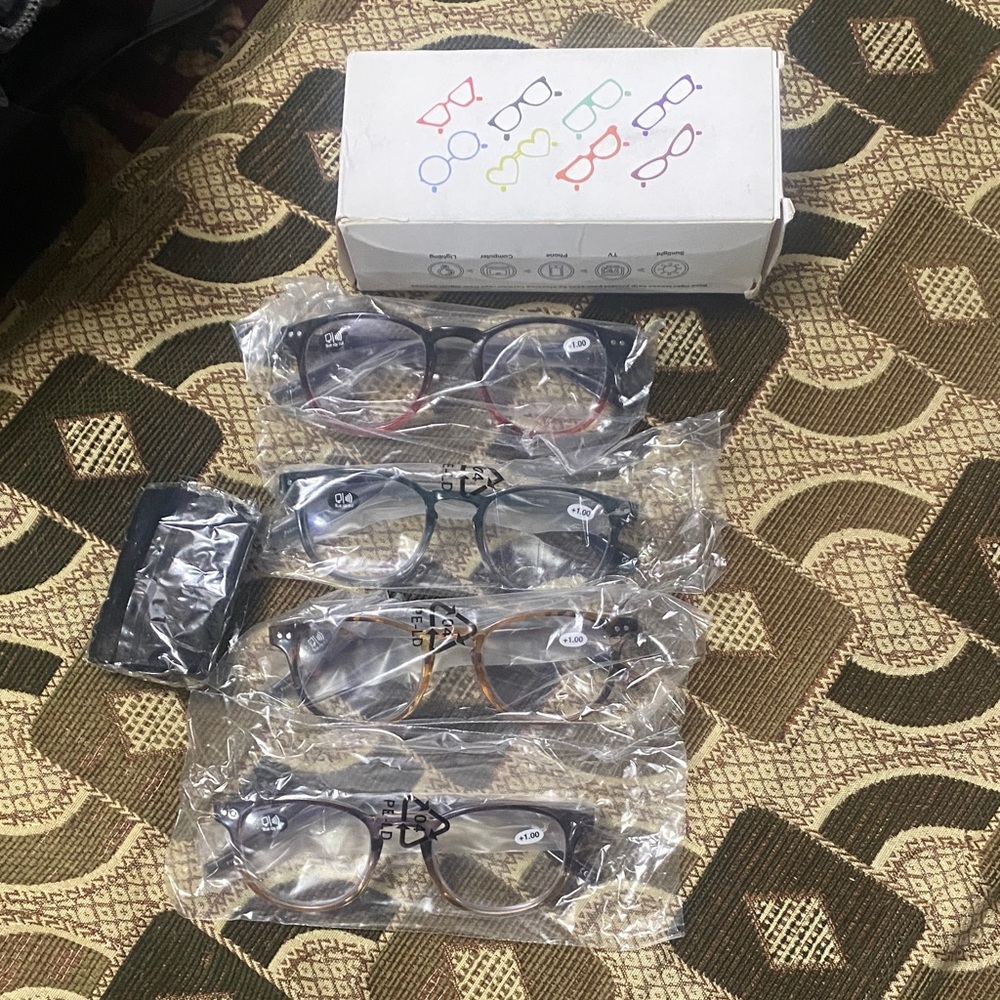 4-Pack Blue Ray Cut Reading Glasses +1.00 | Lightweight Stylish Readers | Mixed